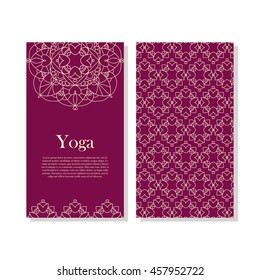 Ornamental business card. Vector editable template include front and back side, mandala pattern. 