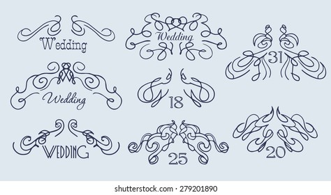 Ornamental calligraphic elements set design for words, number framing and design concepts you need. 