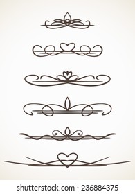 Ornamental calligraphic line page decoration Vector design element set