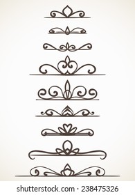 Ornamental calligraphic line page decoration Vector design element set