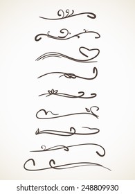 Ornamental Calligraphic Line Page Decoration Vector Design Element Set