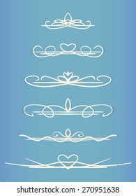Ornamental calligraphic line Page decoration Vector design element set
