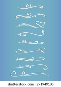Ornamental calligraphic line page decoration Vector design element set