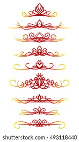 Ornamental calligraphic line page decoration Vector design element set
