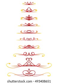 Ornamental calligraphic line page decoration Vector design element set