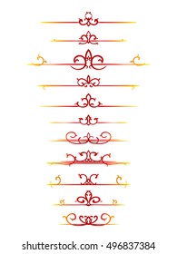 Ornamental calligraphic line page decoration Vector design element set