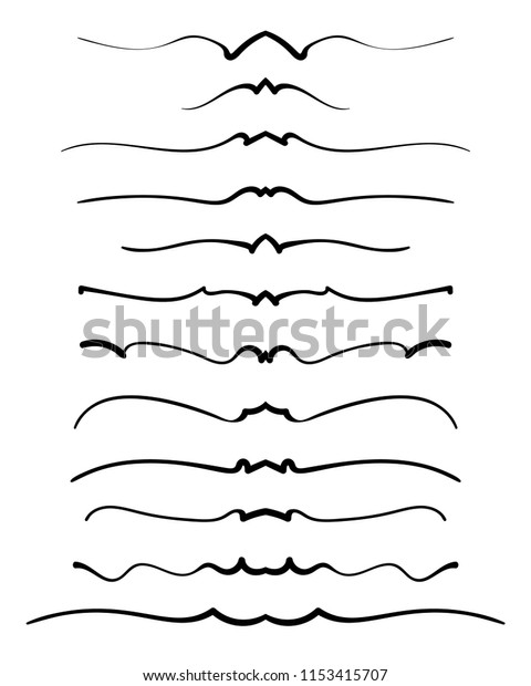 Ornamental calligraphic\
lines dividers page decoration Vector delicate minimalistic design\
element set