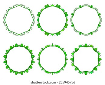 Ornamental calligraphic Round frame Vector design element set Green color