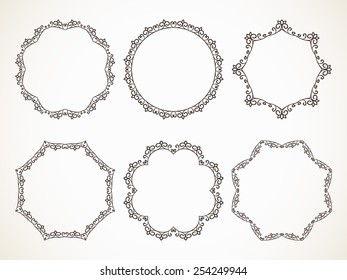 Ornamental calligraphic round frame, Vector set