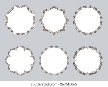 Ornamental calligraphic round frame, Vector set