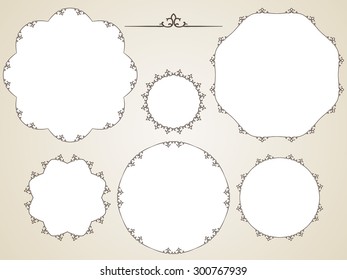 Ornamental calligraphic round frame, Vector set
