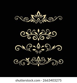 Ornamental calligraphy elements, decorative page dividers with ornate motifs. Page ornament divider, elegant vector design