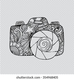 Ornamental camera. Hand drawing illustration.