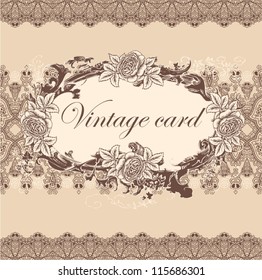 Ornamental card lacy flower. Vector illustration.