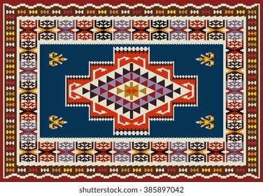 Ornamental Carpet Design . Tribal Vector Background .