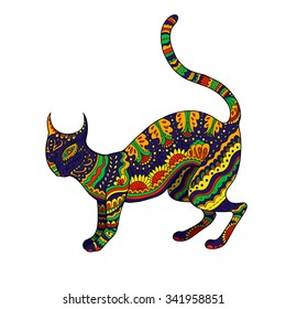 Ornamental cat. Vector illustration. 