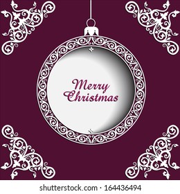 ornamental christmas ball on purple background / vector illustration eps 10