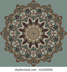 Ornamental circle background. Floral mandala. Color