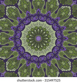 Ornamental circle background with many details. Round ornament in square. Vector pattern for design. Oriental ethnic motifs. eps 10