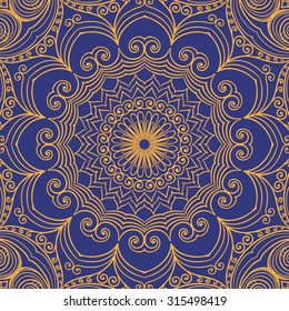Ornamental circle background with many details.  Round ornament in square. Oriental ethnic motifs. eps 10
