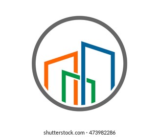 ornamental circle building skyscraper image vector icon logo symbol