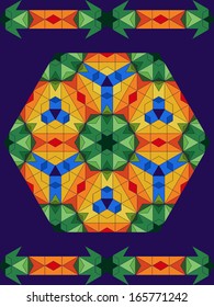 Ornamental circle geometric seamless pattern of triangles