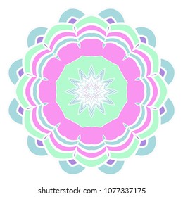 Ornamental circle pattern. Flower Mandala. Great vintage decorative elements. Hand drawn colorful vector background. for design