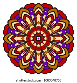 Ornamental circle pattern. Flower Mandala. Great vintage decorative elements. Hand drawn colorful vector background. for design