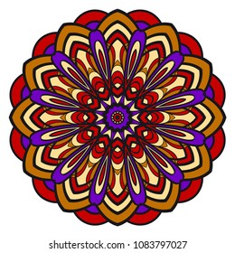 Ornamental circle pattern. Flower Mandala. Great vintage decorative elements. Hand drawn colorful vector background. for design