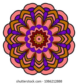 Ornamental circle pattern. Flower Mandala. Great vintage decorative elements. Hand drawn colorful vector background. for design