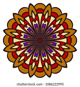 Ornamental circle pattern. Flower Mandala. Great vintage decorative elements. Hand drawn colorful vector background. for design