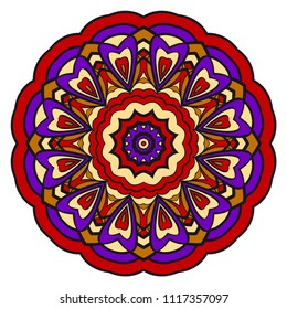 Ornamental circle pattern. Flower Mandala. Great vintage decorative elements. Hand drawn colorful vector background. for design