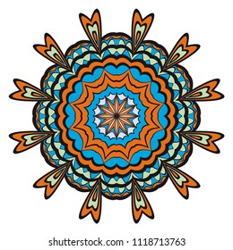 Ornamental circle pattern. Flower Mandala. Great vintage decorative elements. Hand drawn colorful vector background. for design
