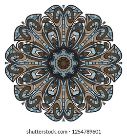 Ornamental circle pattern. Hand draw Mandala. Vintage decorative elements. vector illustration. Anti-stress therapy pattern