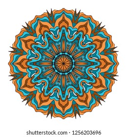 Ornamental circle pattern. Hand draw Mandala. Vintage decorative elements. vector illustration. Anti-stress therapy pattern.