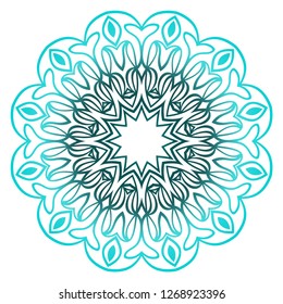 Ornamental circle pattern. Hand draw Mandala. Vintage decorative elements. vector illustration. Anti-stress therapy pattern. Blue color