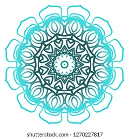 Ornamental circle pattern. Hand draw Mandala. Vintage decorative elements. vector illustration. Anti-stress therapy pattern. Blue color