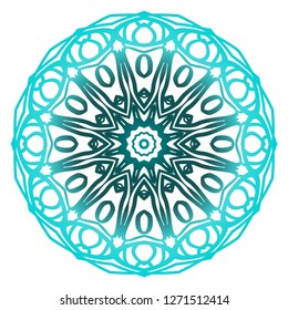 Ornamental circle pattern. Hand draw Mandala. Vintage decorative elements. vector illustration. Anti-stress therapy pattern. Blue color