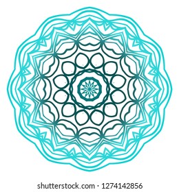 Ornamental circle pattern. Hand draw Mandala. Vintage decorative elements. vector illustration. Anti-stress therapy pattern. Blue color