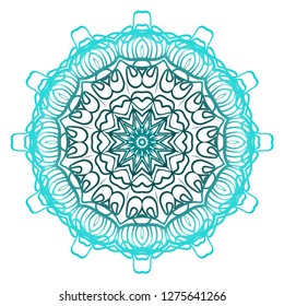 Ornamental circle pattern. Hand draw Mandala. Vintage decorative elements. vector illustration. Anti-stress therapy pattern. Blue color