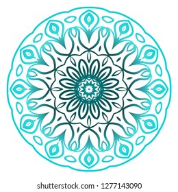 Ornamental circle pattern. Hand draw Mandala. Vintage decorative elements. vector illustration. Anti-stress therapy pattern. Blue color
