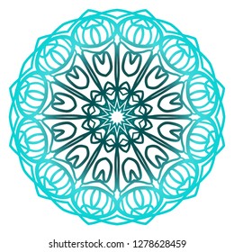 Ornamental circle pattern. Hand draw Mandala. Vintage decorative elements. vector illustration. Anti-stress therapy pattern. Blue color