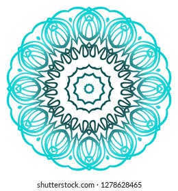 Ornamental circle pattern. Hand draw Mandala. Vintage decorative elements. vector illustration. Anti-stress therapy pattern. Blue color