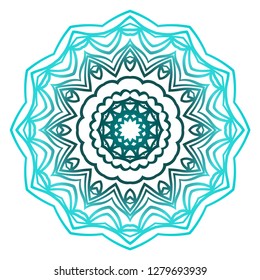 Ornamental circle pattern. Hand draw Mandala. Vintage decorative elements. vector illustration. Anti-stress therapy pattern. Blue color