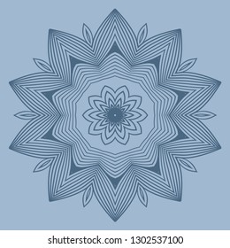 Ornamental Circle Pattern. Hand Draw Mandala. Vintage Decorative Elements. Vector Illustration. Anti-Stress Therapy Pattern. Pastel blue color