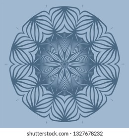 Ornamental Circle Pattern. Hand Draw Mandala. Vintage Decorative Elements. Vector Illustration. Anti-Stress Therapy Pattern. Pastel blue color