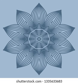 Ornamental Circle Pattern. Hand Draw Mandala. Vintage Decorative Elements. Vector Illustration. Anti-Stress Therapy Pattern. Pastel blue color