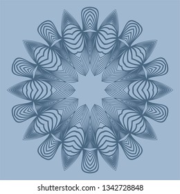 Ornamental Circle Pattern. Hand Draw Mandala. Vintage Decorative Elements. Vector Illustration. Anti-Stress Therapy Pattern. Pastel blue color