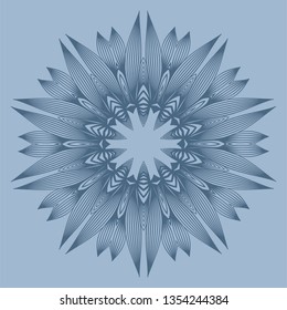 Ornamental Circle Pattern. Hand Draw Mandala. Vintage Decorative Elements. Vector Illustration. Anti-Stress Therapy Pattern. Pastel blue color