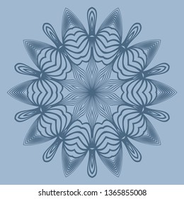 Ornamental Circle Pattern. Hand Draw Mandala. Vintage Decorative Elements. Vector Illustration. Anti-Stress Therapy Pattern. Pastel blue color